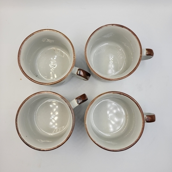 Vintage Handgemalt Floral Stoneware MCM Mugs - set of 4 - Picture 4 of 6